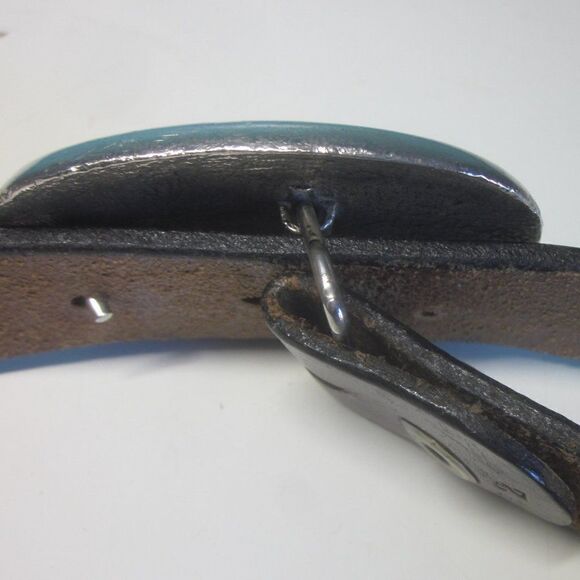 Rustic Leather Belt & Silver Metal Floral Buckle Size 32 main image 10